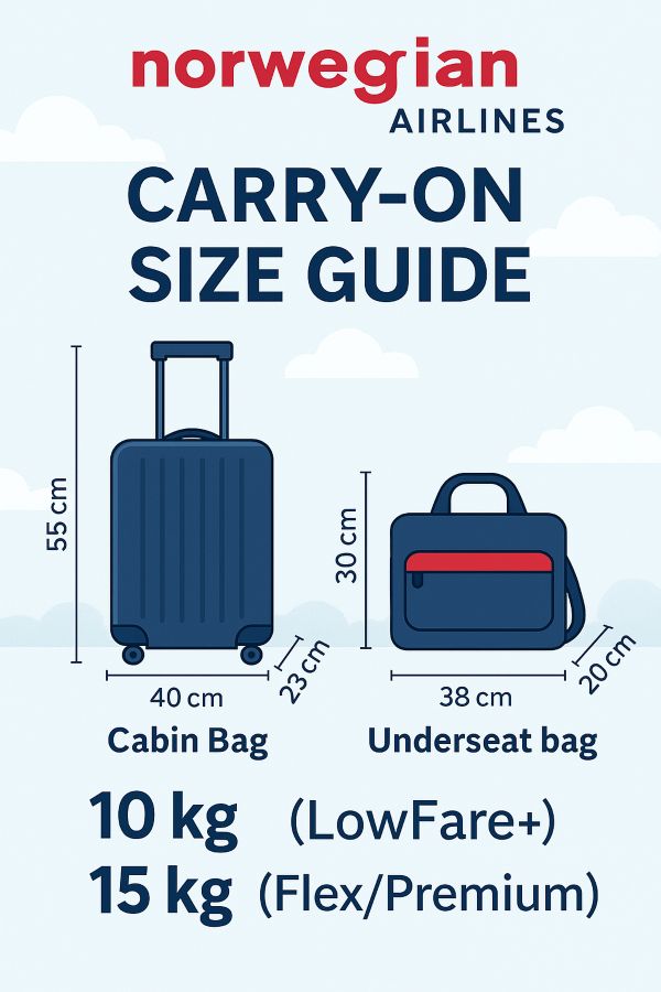 Norwegian airlines carry on size guide