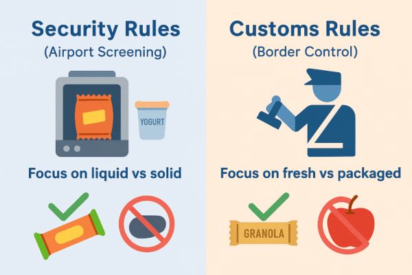 Security rules vs custom rules for snacks on plane