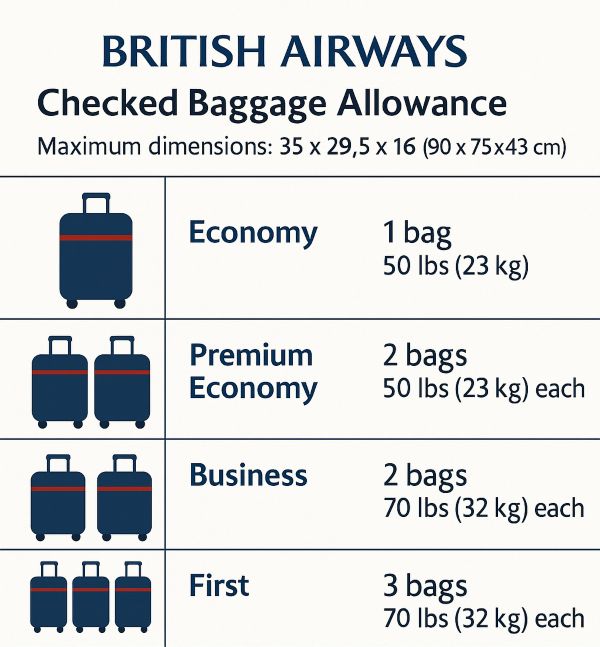 british airways checked baggage allowance