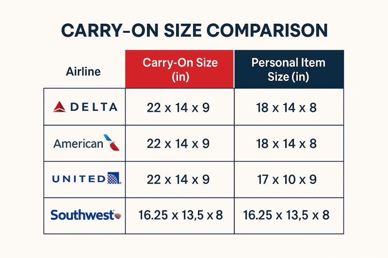 delta carry on size comparison