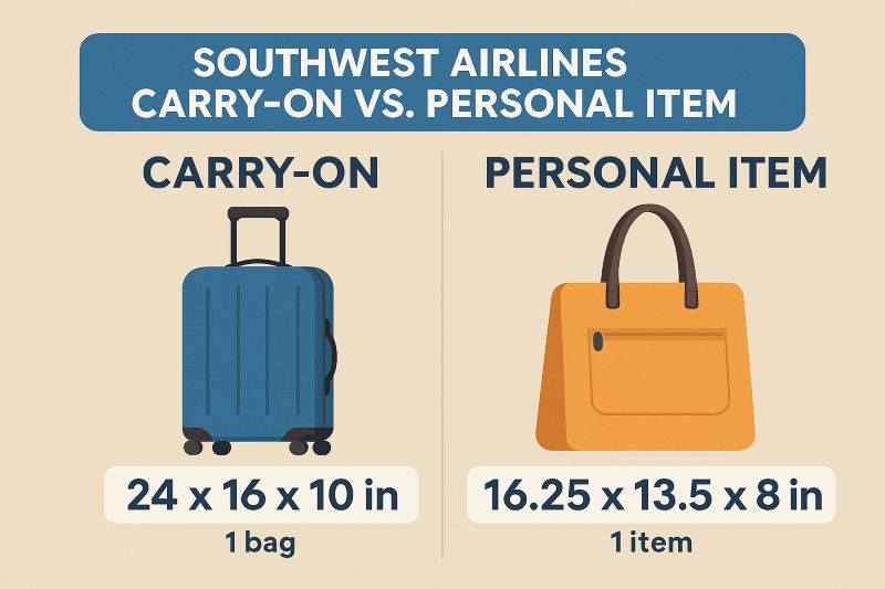 southwest airlines carry on vs personal item